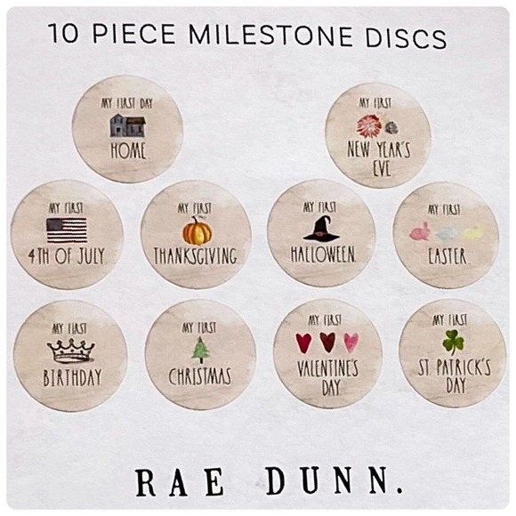 Rae Dunn Baby Milestone Photo Discs with Holidays - 10 Piece Set. NWT BEAUTIFUL - Picture 3 of 3
